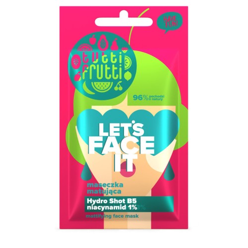 TUTTI FRUTTI Let's Face It Mattifying mask with niacinamide 1% + Hydro Shot B5, 7g