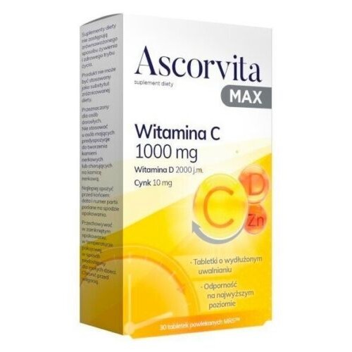 ZDROVIT Ascorvita Max Vit C + Vit D + Zinc 30 tablets EXP: 12.2025